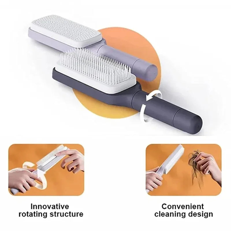 CleanBrush™ Self-Cleaning Hair Brush – One Click Hair Removal