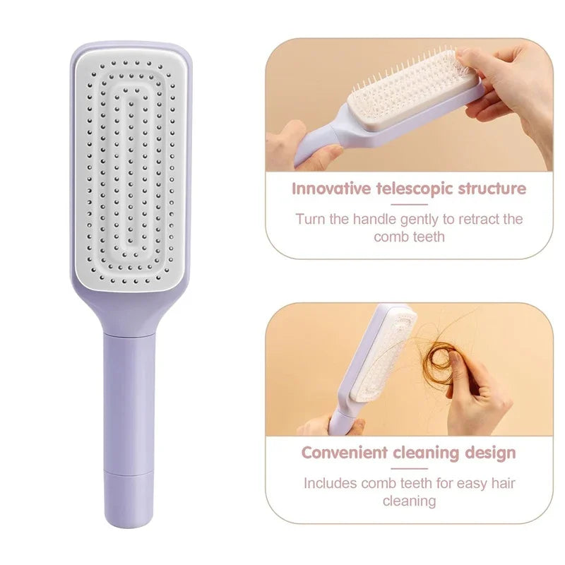 CleanBrush™ Self-Cleaning Hair Brush – One Click Hair Removal
