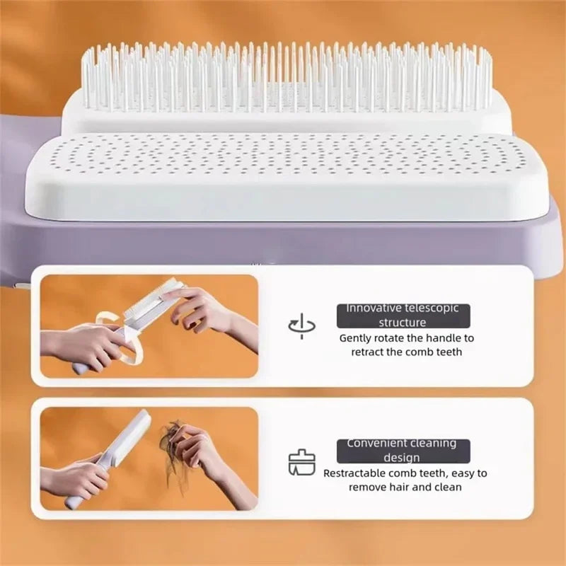 CleanBrush™ Self-Cleaning Hair Brush – One Click Hair Removal